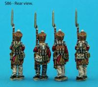 S86 - Saxon Guard Grenadiers in march-attack poses. Calfskin shako covers.