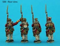S88 - Saxon grenadier guards in march-attack poses. Bareheaded, forage cap and enthusiastic pack.