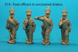 S19 - Foot officers with uncovered shakos; two with blue-grey uniforms, two with white uniforms.