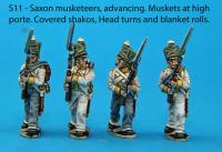 S11 - Advancing Saxon musketeers, muskets held at high porte, covered shakos.