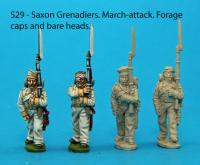 S29 - 4 Saxon grenadiers in march-attack poses.
