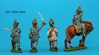 S34 – 4 saxon grenadier officers in march-attack poses. Covered shakos.