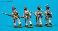 S4 - Four Saxon musketeers with covered shakos in advancing poses