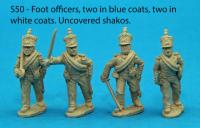 S50 – Four foot officers, two in blue coats and two in white. Uncovered shakos.