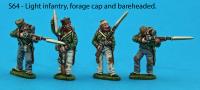 S64 - Four Saxon Light Infantry figures. Forage and bareheaded pack.