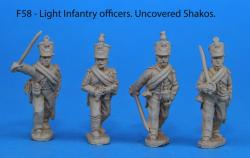 F58 – Light infantry foot officers. Uncovered shakos.