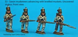 S3 Four Saxon musketeers with uncovered shakoes
