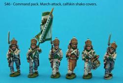 S46 - Command pack. Six figures; standard bearer and two NCO guards, drummer, sapper, senior NCO. Calfskin shako.