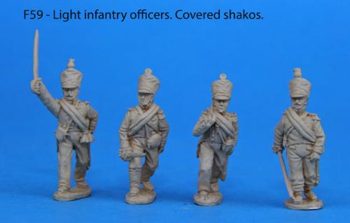 F59 – Light infantry foot officers. Covered shakos