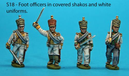 S18 - Foot officers with covered shakos, white uniforms.