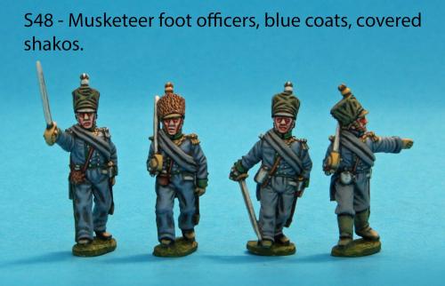 S48 – Four foot officers in blue coats. Covered shakos.