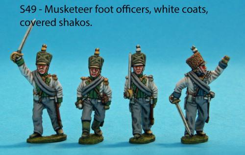 S49 – Four foot officers in white coats. Covered shakos.