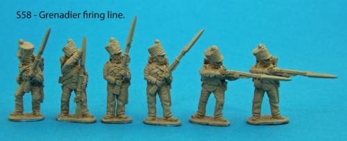 S58 – Grenadier firing line. Two firing figures, two holding fire and two loading.