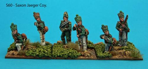S60 – Saxon Jaeger coy. Six figures in skirmish poses.